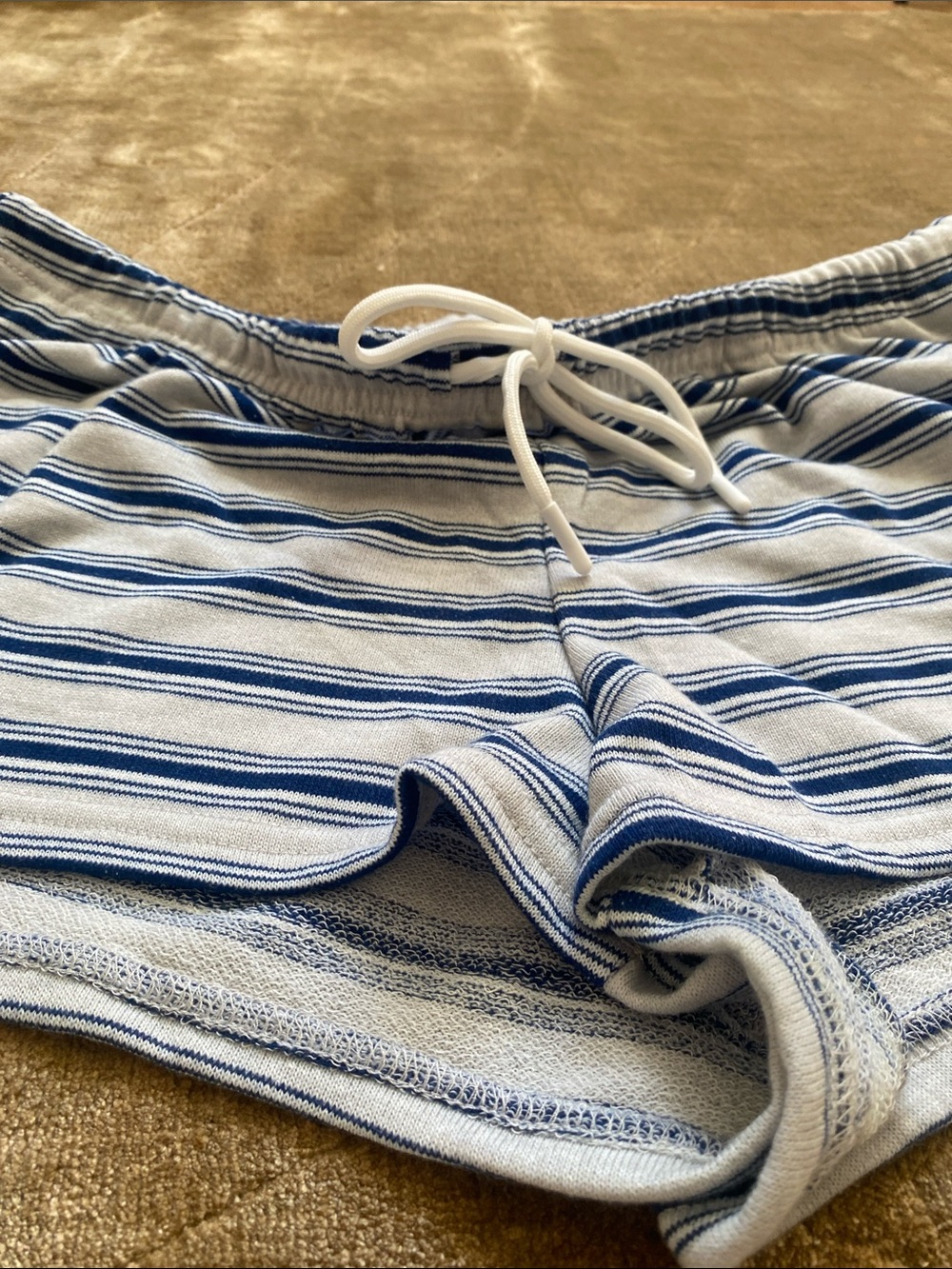 Retro Striped Blue & White Drawstring Shorties - Picture 3 of 3
